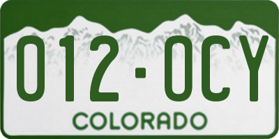 CO license plate 012OCY
