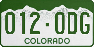 CO license plate 012ODG