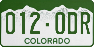 CO license plate 012ODR