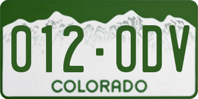 CO license plate 012ODV
