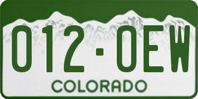 CO license plate 012OEW