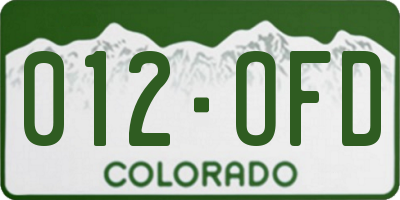 CO license plate 012OFD