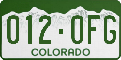 CO license plate 012OFG