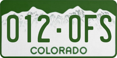 CO license plate 012OFS