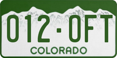 CO license plate 012OFT