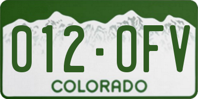 CO license plate 012OFV