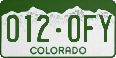CO license plate 012OFY