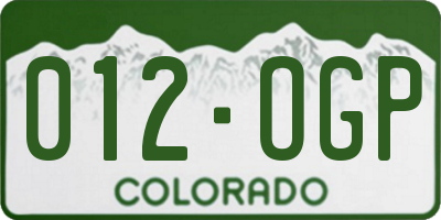 CO license plate 012OGP