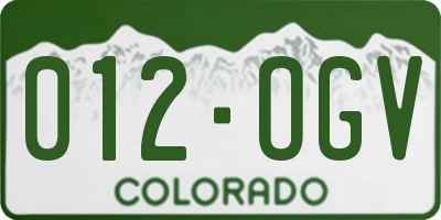CO license plate 012OGV