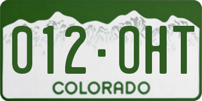 CO license plate 012OHT