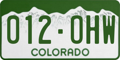 CO license plate 012OHW