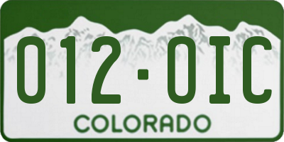 CO license plate 012OIC