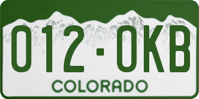 CO license plate 012OKB