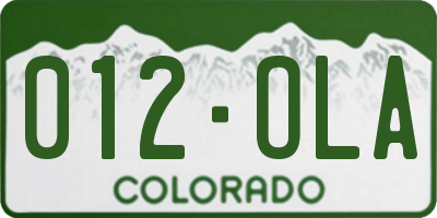 CO license plate 012OLA