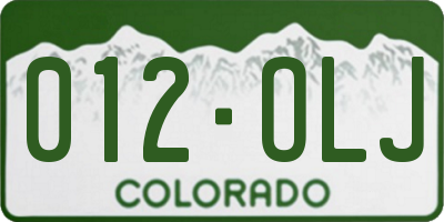 CO license plate 012OLJ