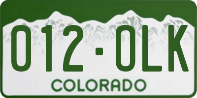 CO license plate 012OLK