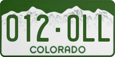 CO license plate 012OLL