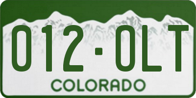 CO license plate 012OLT