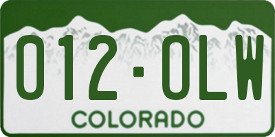 CO license plate 012OLW