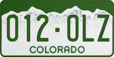 CO license plate 012OLZ