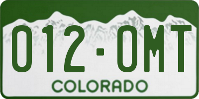 CO license plate 012OMT