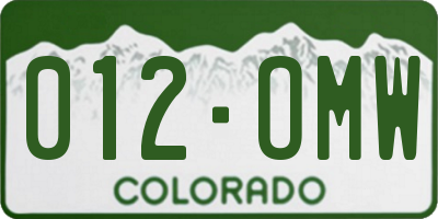 CO license plate 012OMW