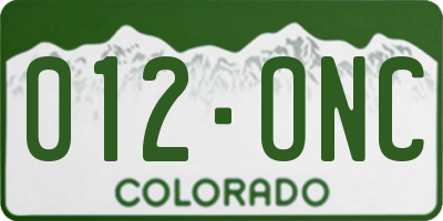 CO license plate 012ONC