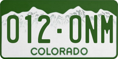 CO license plate 012ONM