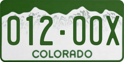 CO license plate 012OOX