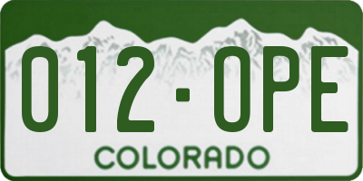 CO license plate 012OPE
