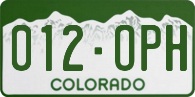 CO license plate 012OPH