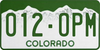 CO license plate 012OPM