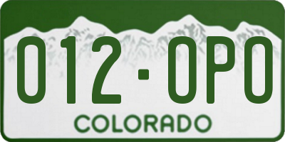 CO license plate 012OPO