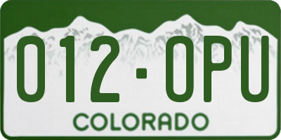CO license plate 012OPU