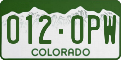 CO license plate 012OPW