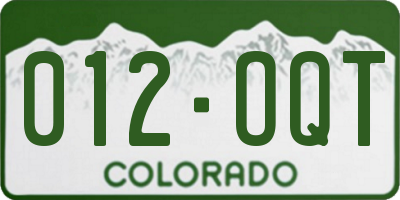 CO license plate 012OQT