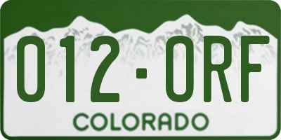 CO license plate 012ORF