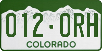 CO license plate 012ORH