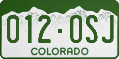 CO license plate 012OSJ