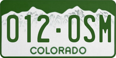 CO license plate 012OSM