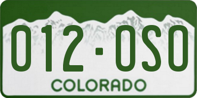 CO license plate 012OSO