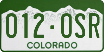 CO license plate 012OSR