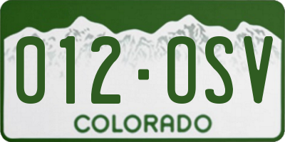 CO license plate 012OSV