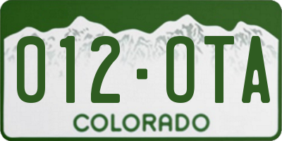CO license plate 012OTA