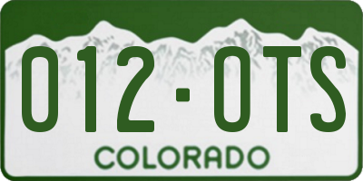 CO license plate 012OTS