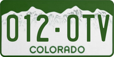 CO license plate 012OTV