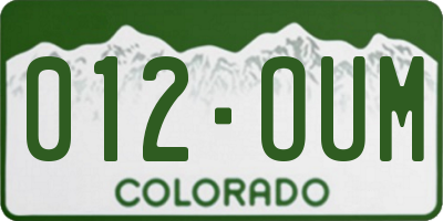 CO license plate 012OUM
