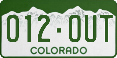 CO license plate 012OUT