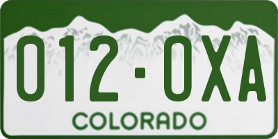 CO license plate 012OXA
