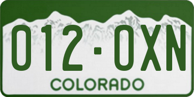 CO license plate 012OXN